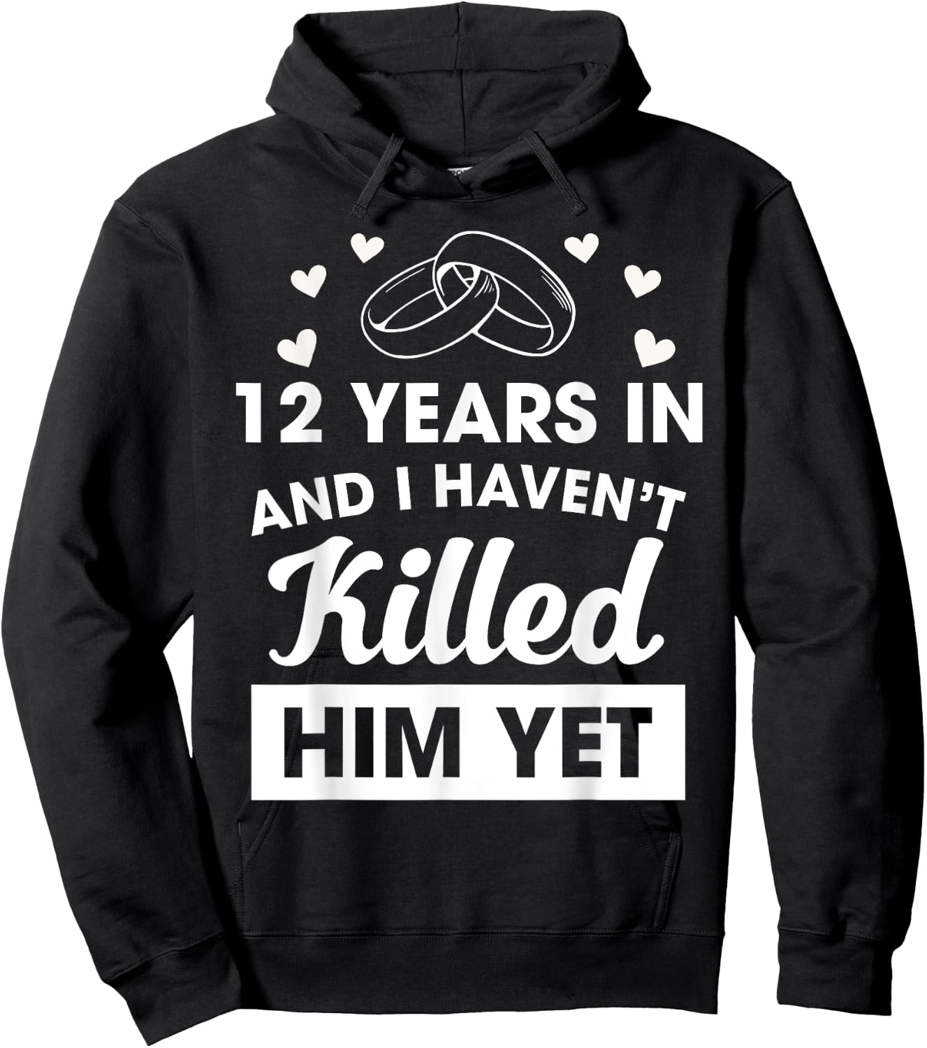 12th Wedding Anniversary Idea 12 Years Wife Hoodie - Hoodie | Black