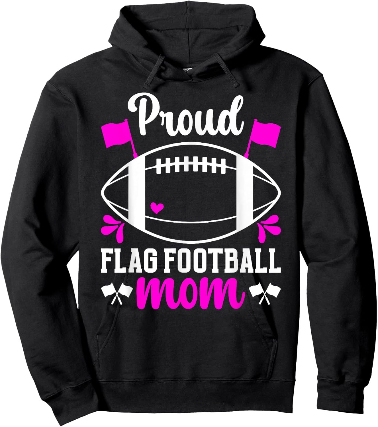 Proud Flag Football Mom Of A Flag Football Player Mama Hoodie - Hoodie | Black