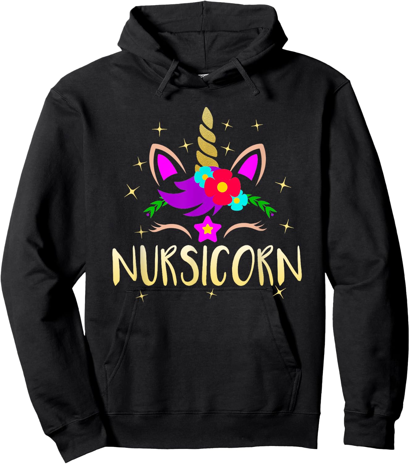 Nursicorn Funny Unicorn Female Nurse Hoodie - Hoodie | Black