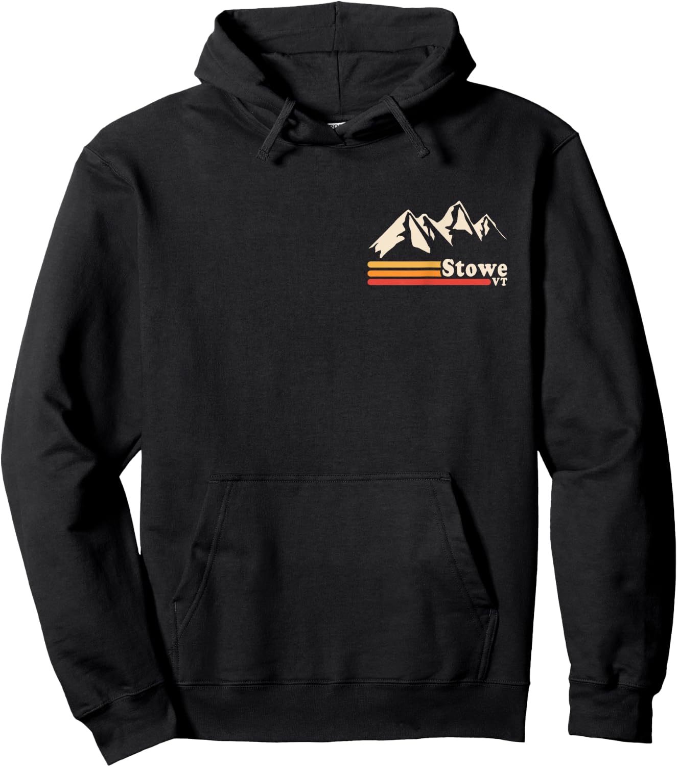 Retro Stowe Vermont VT Mountains Ski Hoodie - Hoodie | Black