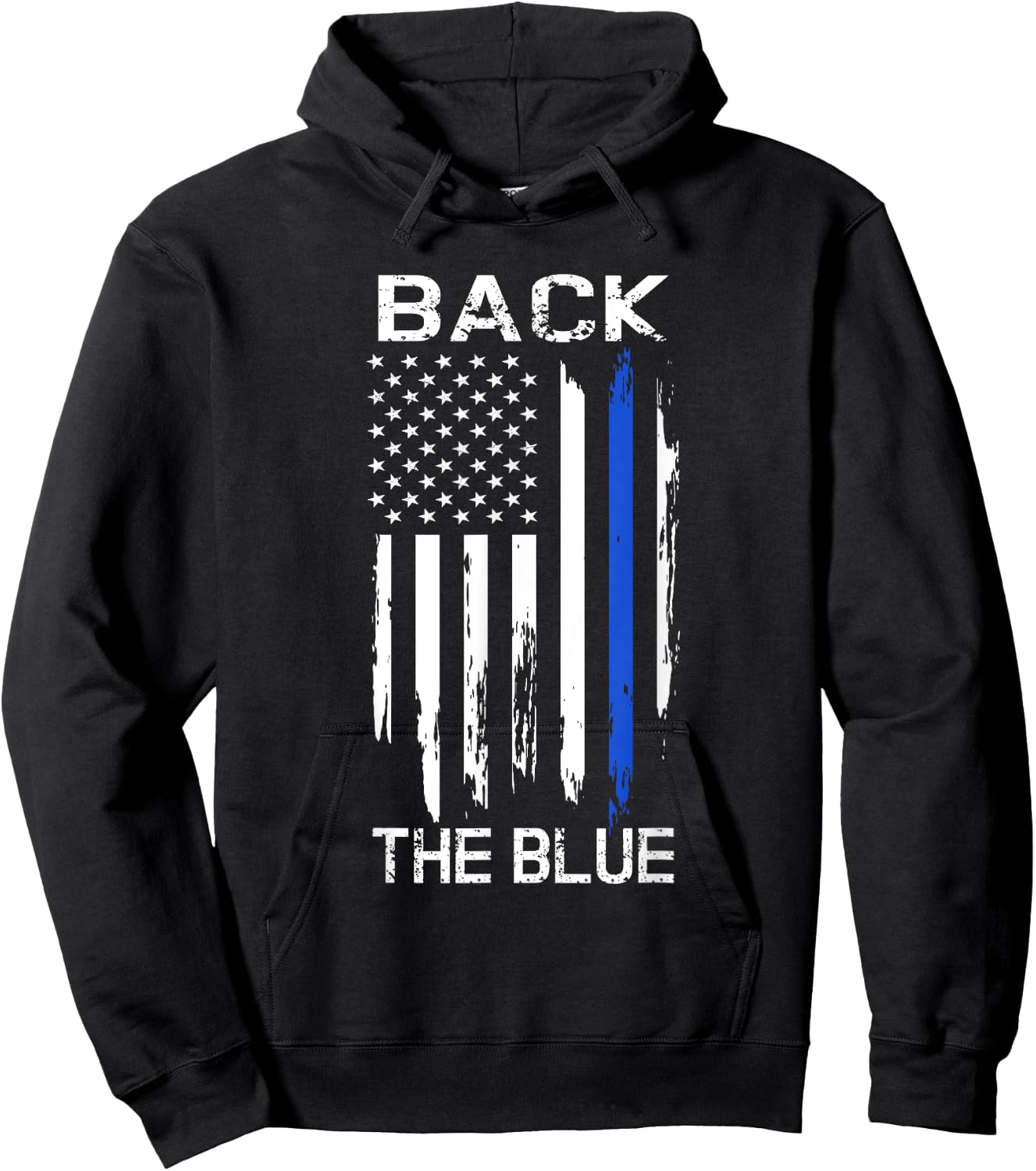 Thin Blue Line Back the Blue American Flag Police Support Hoodie - Hoodie | Black