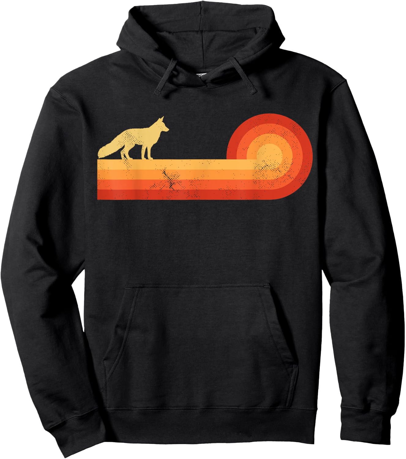 Fox Retro Vintage 60s 70s Sunset Mammal Animal Lovers Men Hoodie - Hoodie | Black