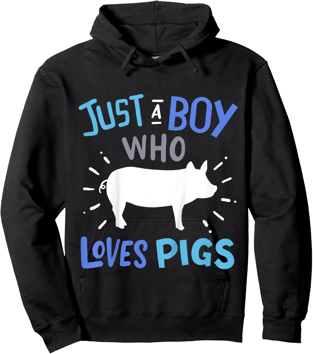 Kids Pig Just A Boy Who Loves Pigs Gift Pig Lovers Hoodie - Hoodie | Black