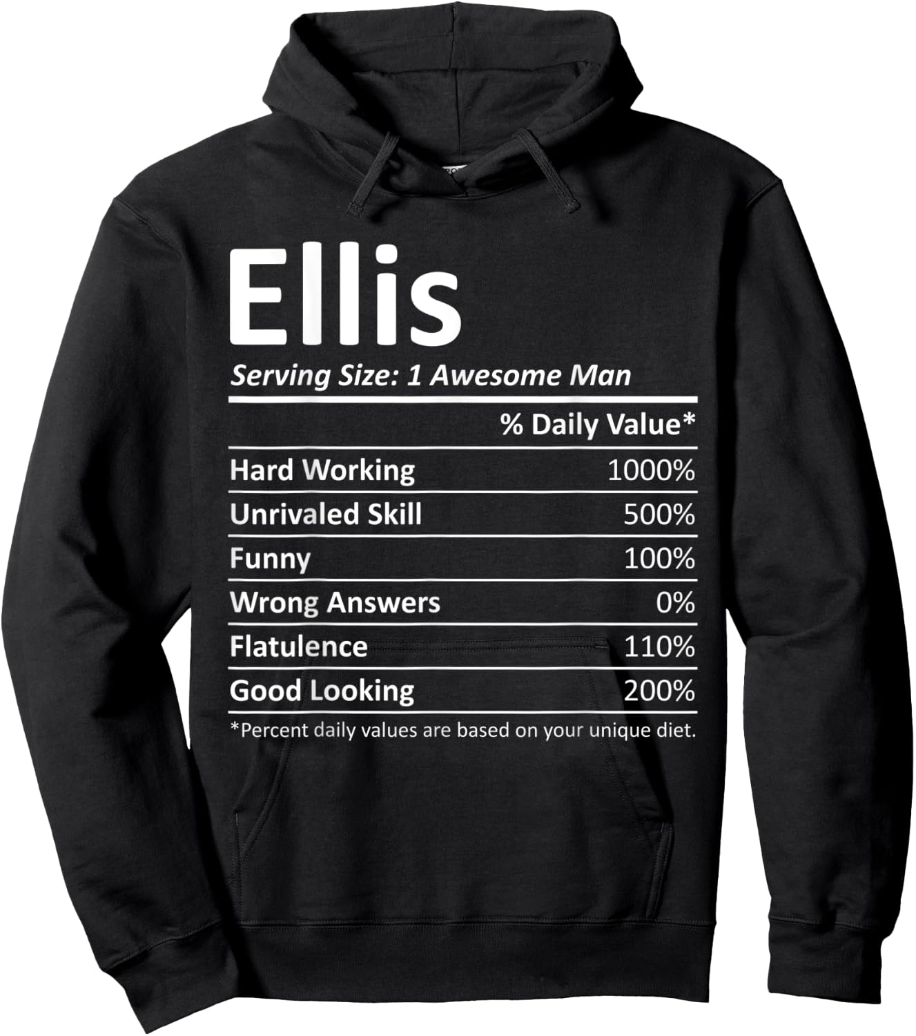 ELLIS Nutrition Funny Birthday Personalized Name Gift Hoodie - Hoodie | Black