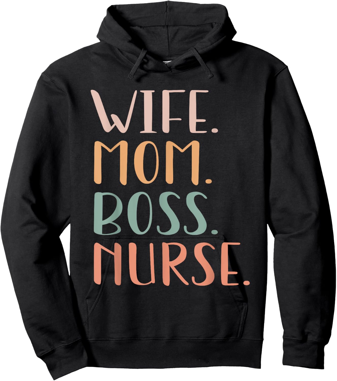 Nurse Wife Mom Boss Retro Nurse Nursing RN LPN Mothers Day Hoodie - Hoodie | Black