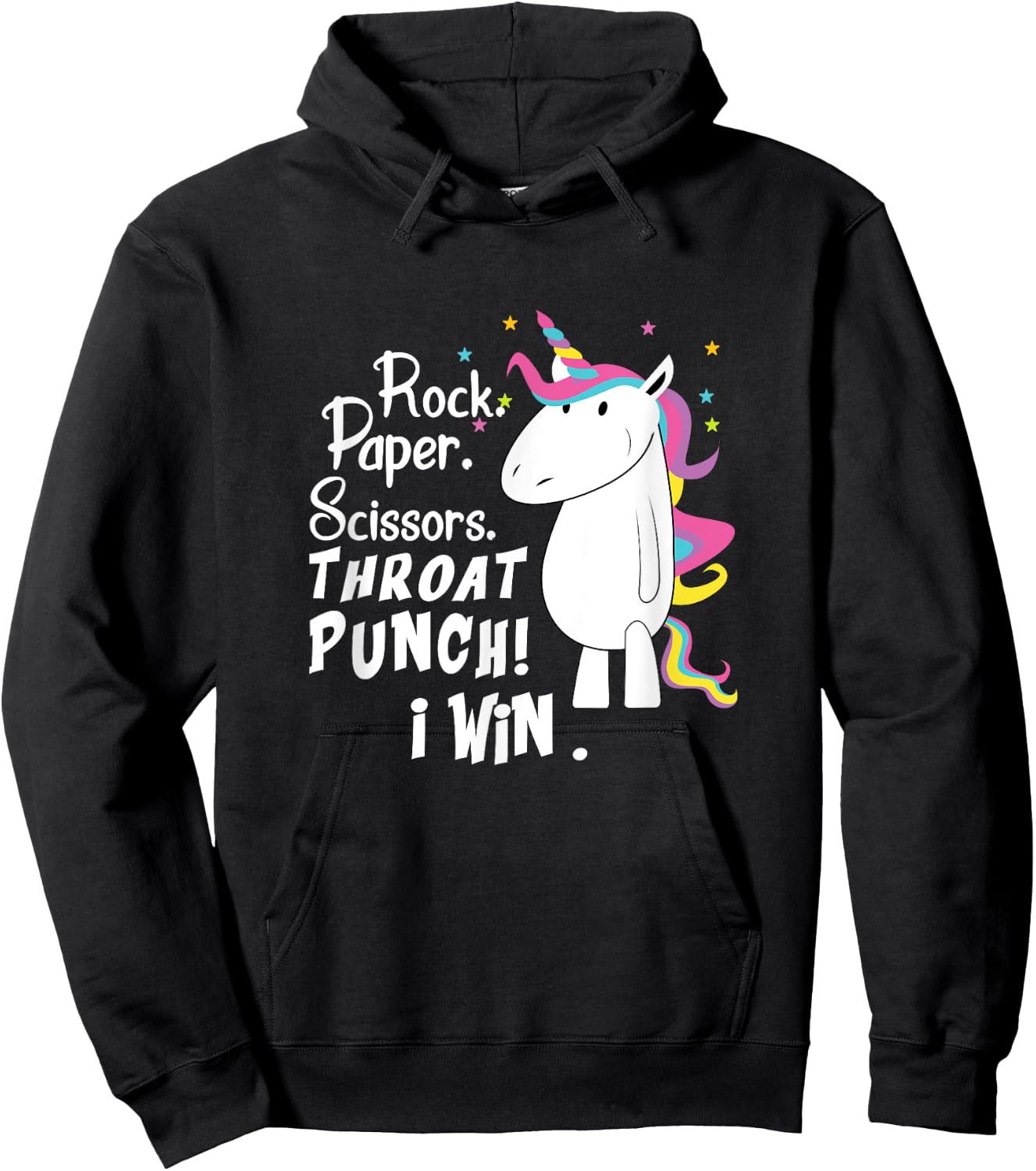 Rock Paper Scissors Throat Punch I Win Unicorn Outfit Hoodie - Hoodie | Black