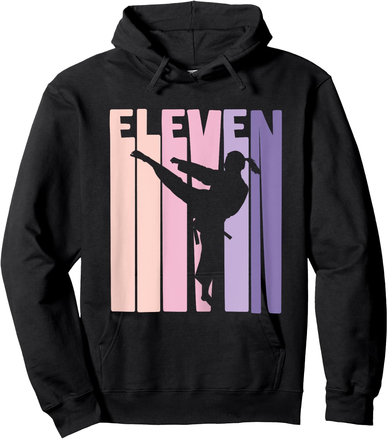 11th Birthday Gift Karate Retro Taekwondo Martial Arts Girls Hoodie - Hoodie | Black