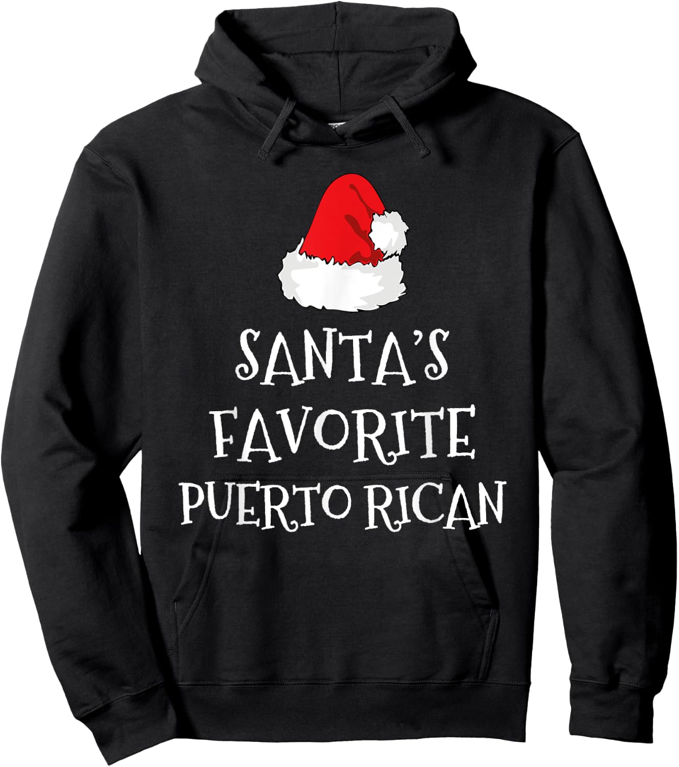 Santa's Favorite Puerto Rican Christmas Hat Funny Xmas Rico Hoodie - Hoodie | Black