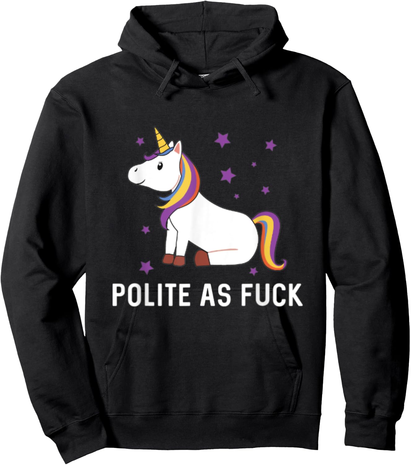 Polite as Fuck Unicorn Magical Majestic Rainbow Funny Gift Hoodie - Hoodie | Black