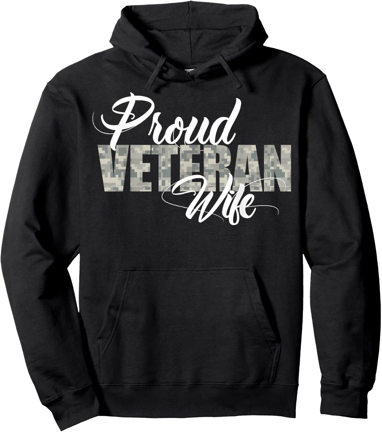 Proud Veteran Wife for the Proud Wife of a Vet Hoodie - Hoodie | Black