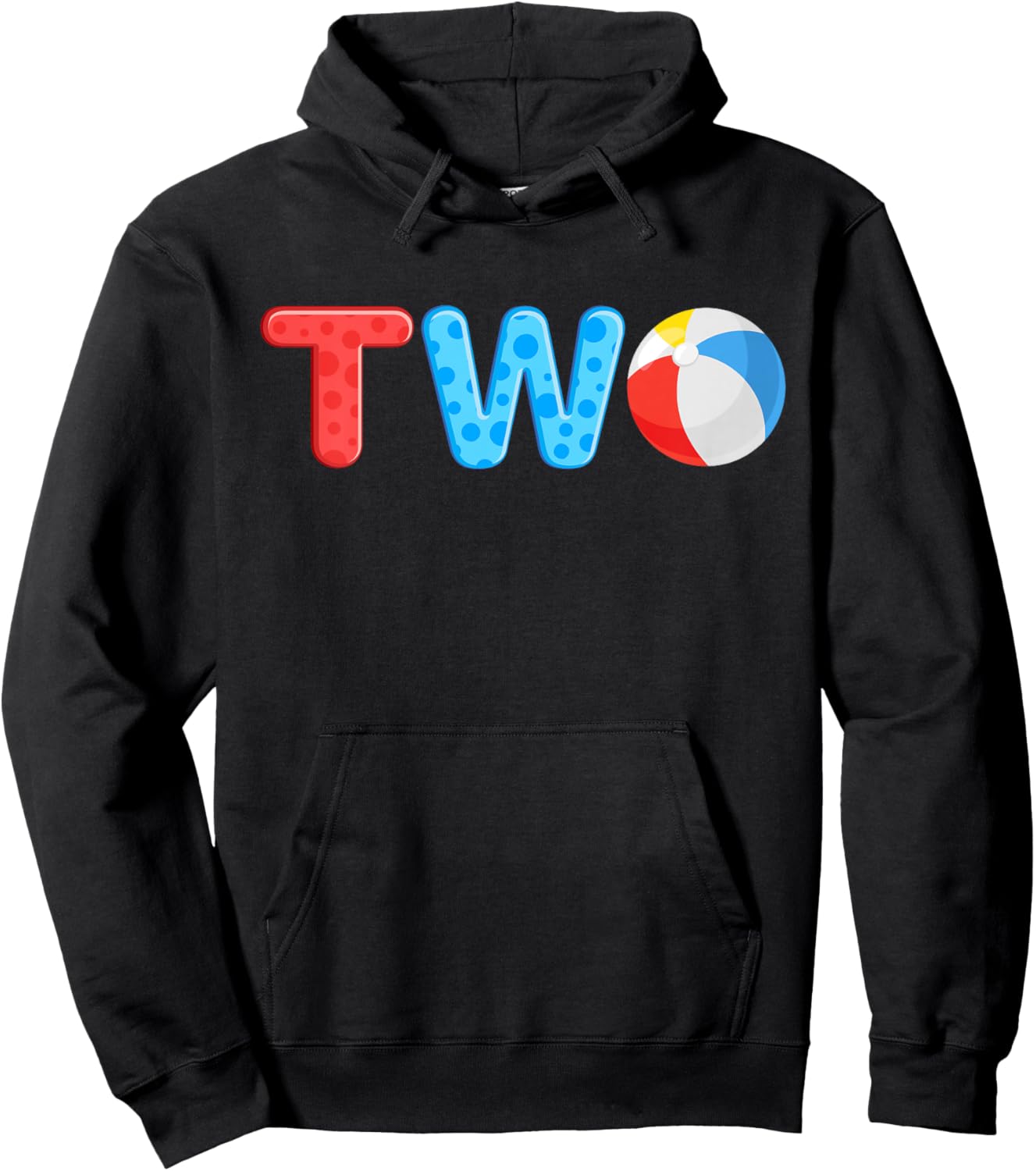 2nd Birthday Two Year Old Beach Ball Theme Summer Pool Party Kids Hoodie - Hoodie | Black