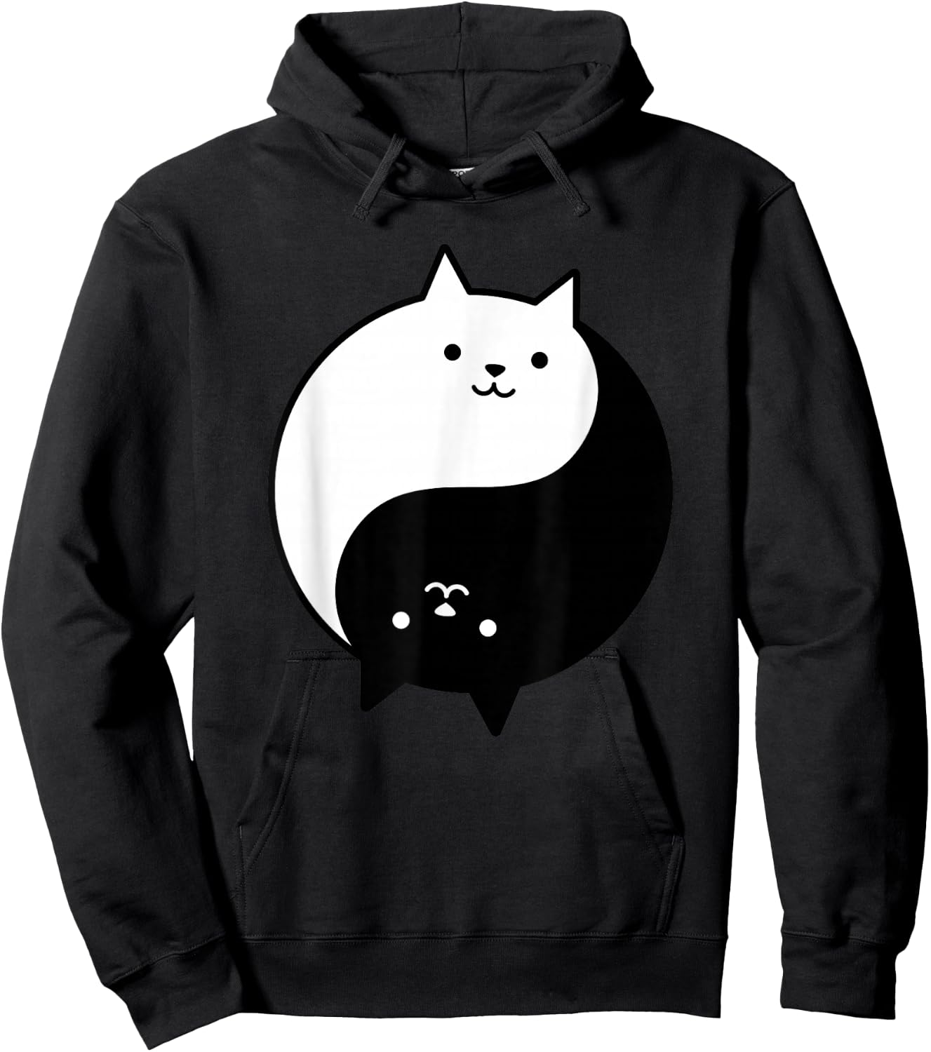 Cute Cats Yin Yang Yoga Zen Kitty Black and White Cat Hoodie - Hoodie | Black