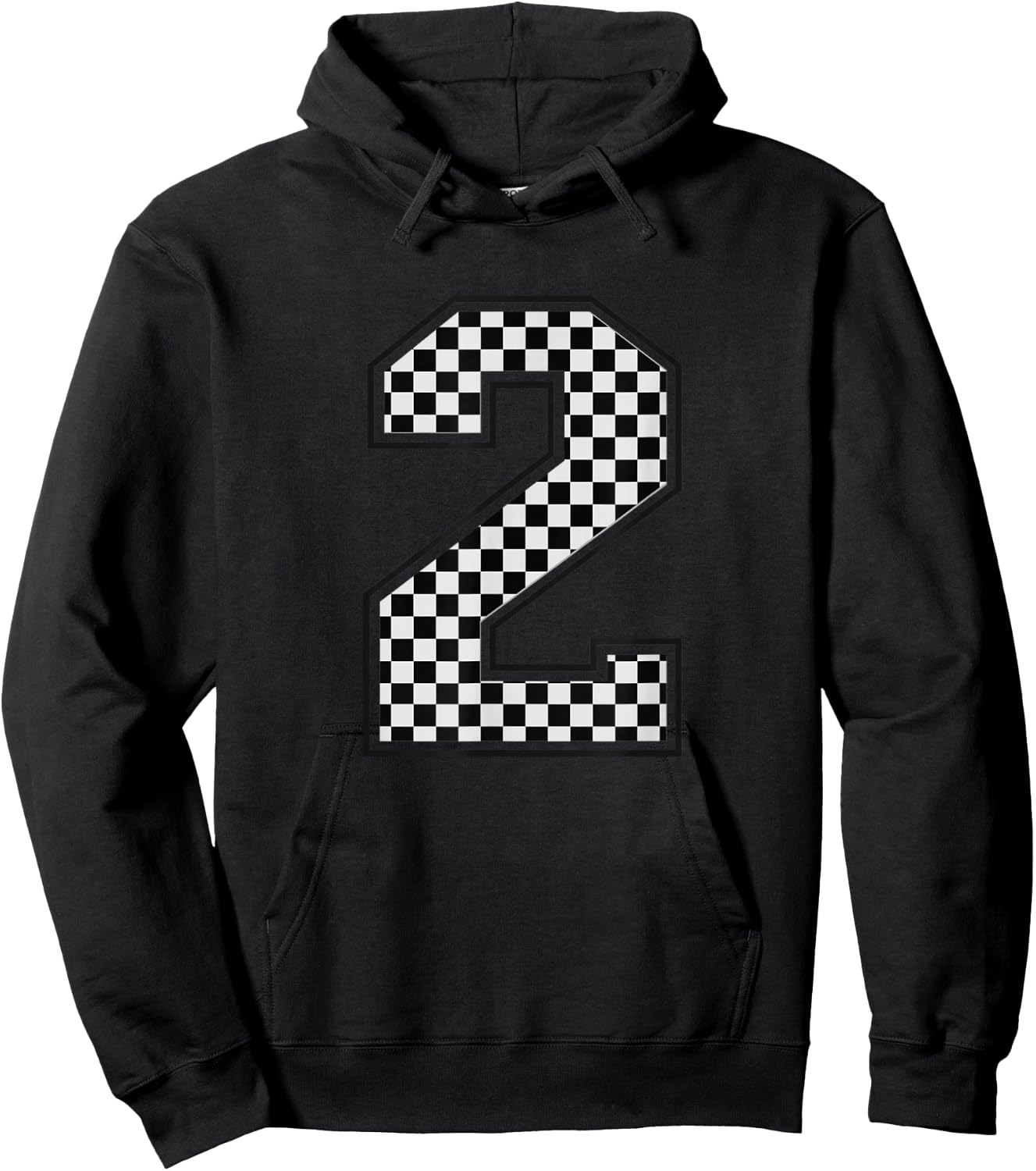 Number #2 Checkered Number Hoodie - Hoodie | Black