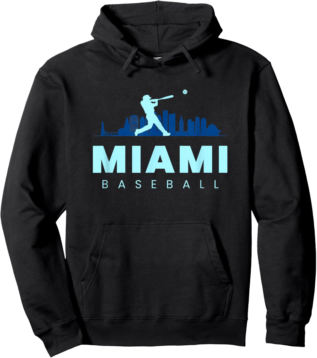 Miami Baseball Vintage Minimalist Retro Baseball Lover Hoodie - Hoodie | Black