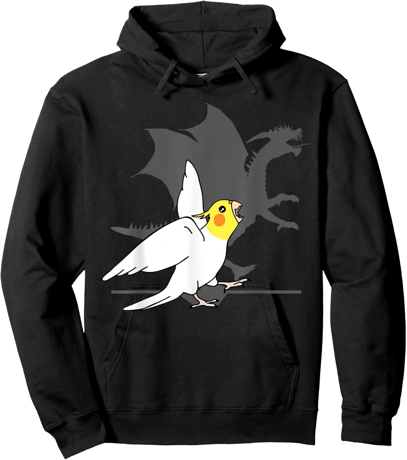 Lutino Cockatiel Dragon Shadow, Dragon Cockatiel, Birb memes Hoodie - Hoodie | Black