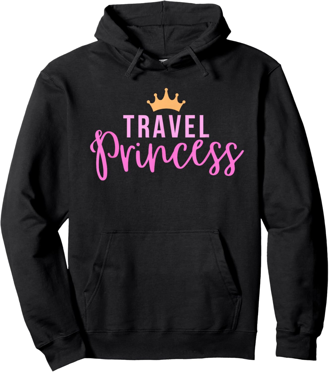 Sollomio Travel Princess in Pink Cute Tiara , Small, Black Hoodie - Hoodie | Black