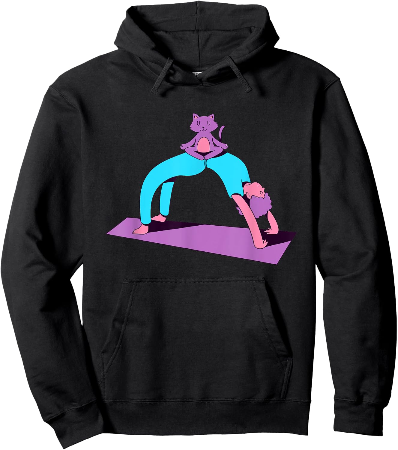 Funny Yoga With A Cat Graphic Men Women Hoodie - Hoodie | Black