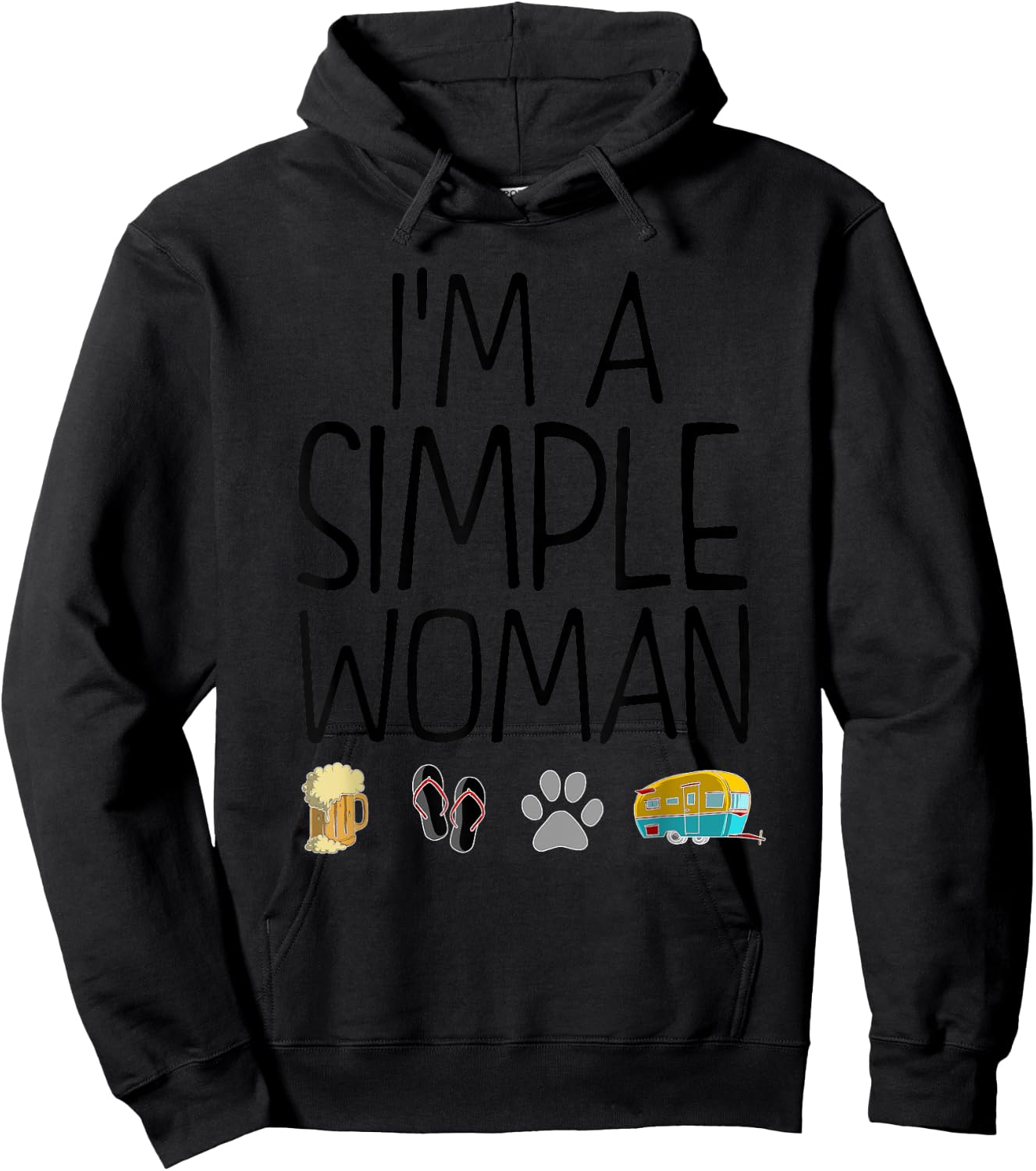 I'm A Simple Woman Gift Beer Dog Camping Flip Flop Lover Hoodie - Hoodie | Black