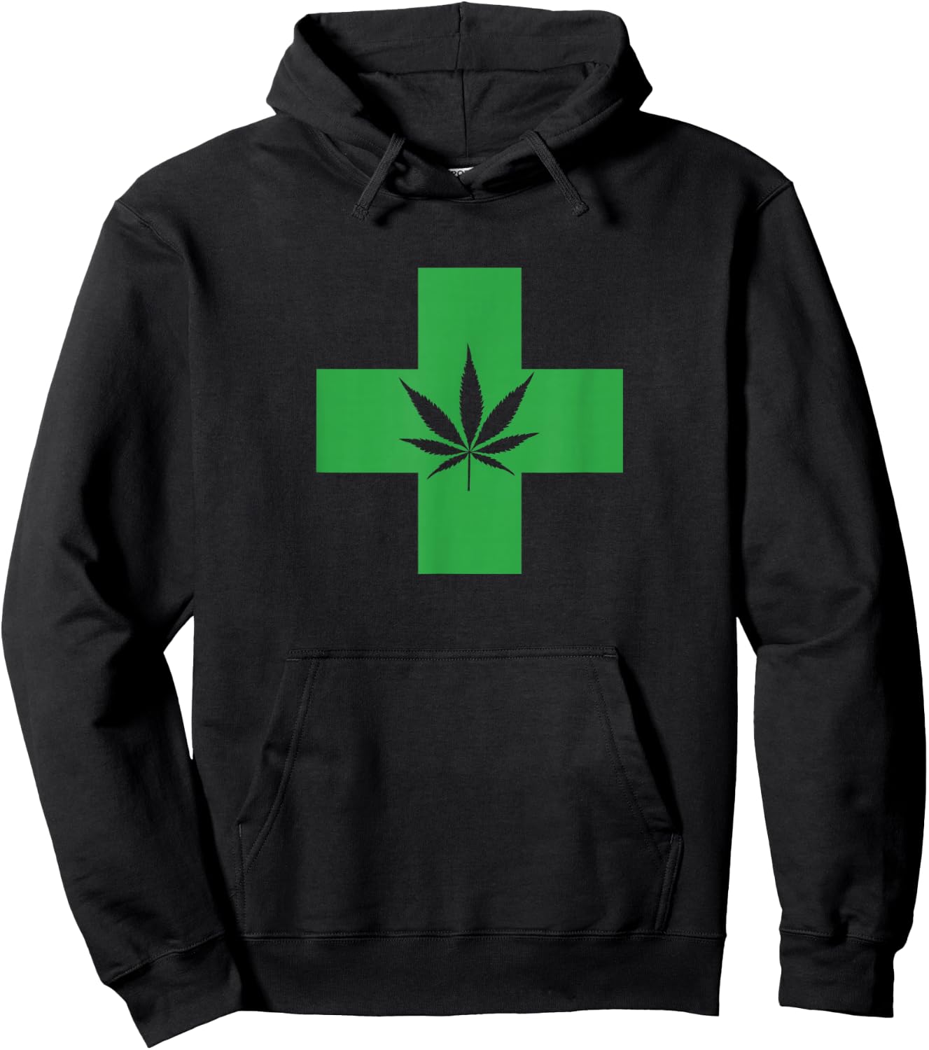 Green-Medical Marijuana Cross Symbol Cannabis Weed Medicine Hoodie - Hoodie | Black