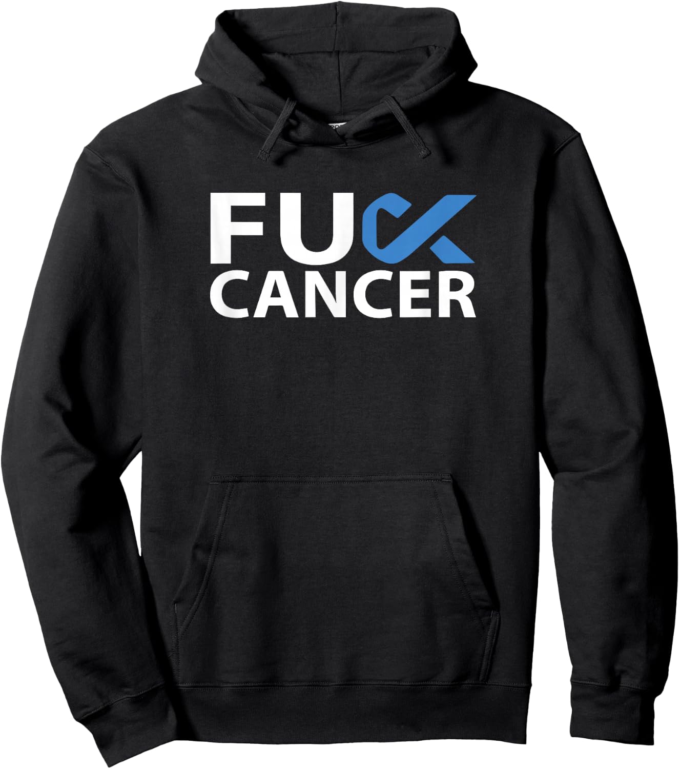 Fuck Stomach Cancer F U FU Blue Ribbon Cancer Awareness Hoodie - Hoodie | Black