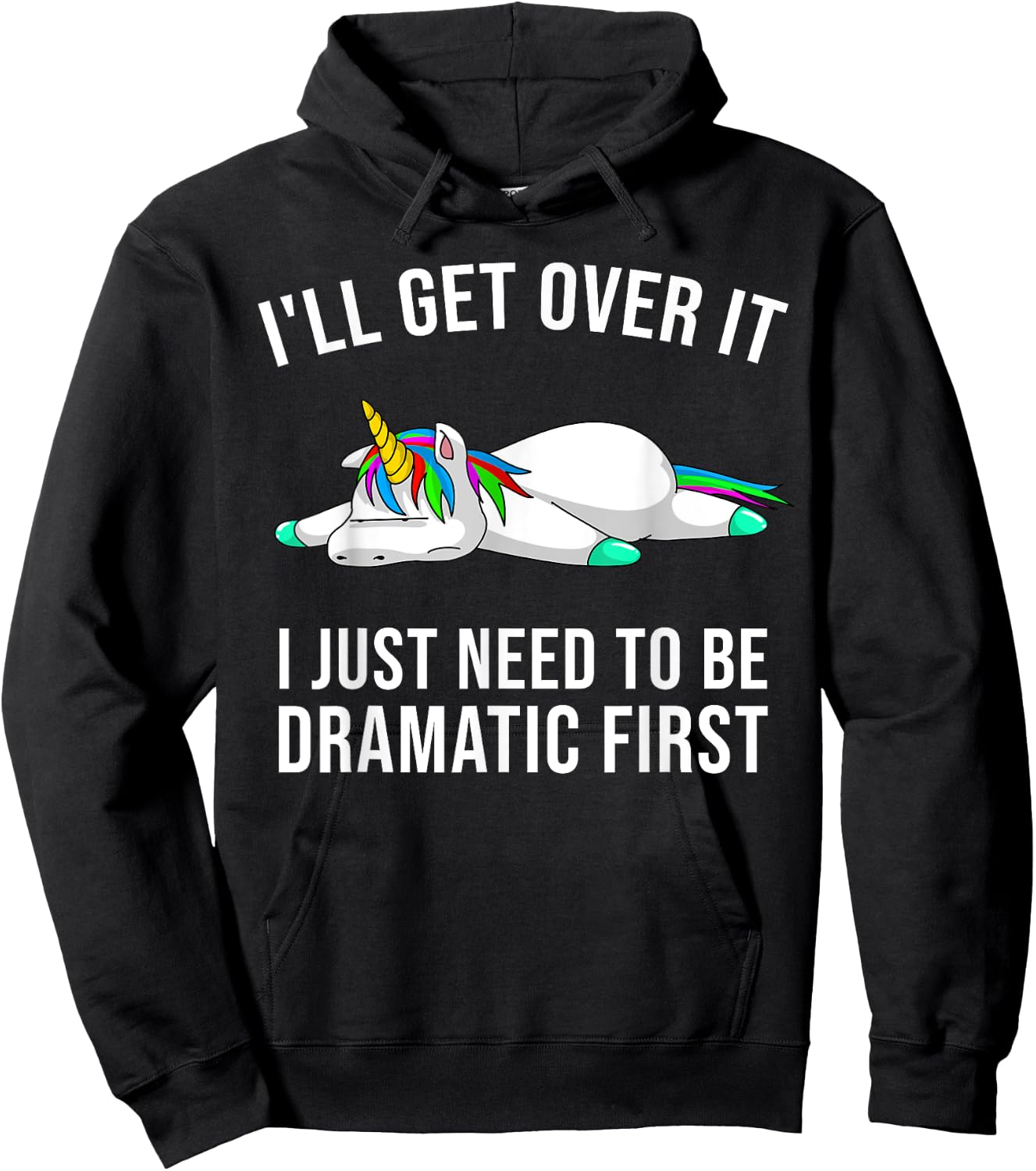 Funny Unicorn Lover Gift | Cute Drama Queen Girls Kids Women Hoodie - Hoodie | Black