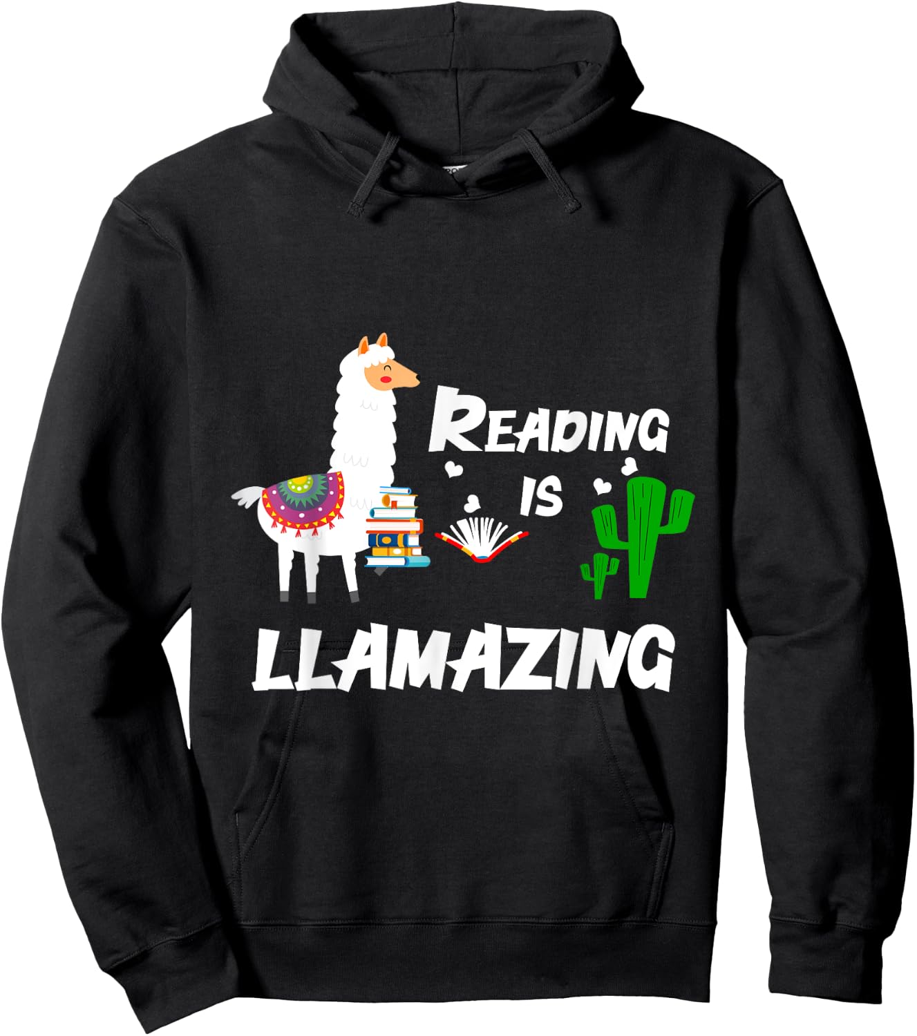 Librarian Book Reading Alpaca Llama Hoodie - Hoodie | Black