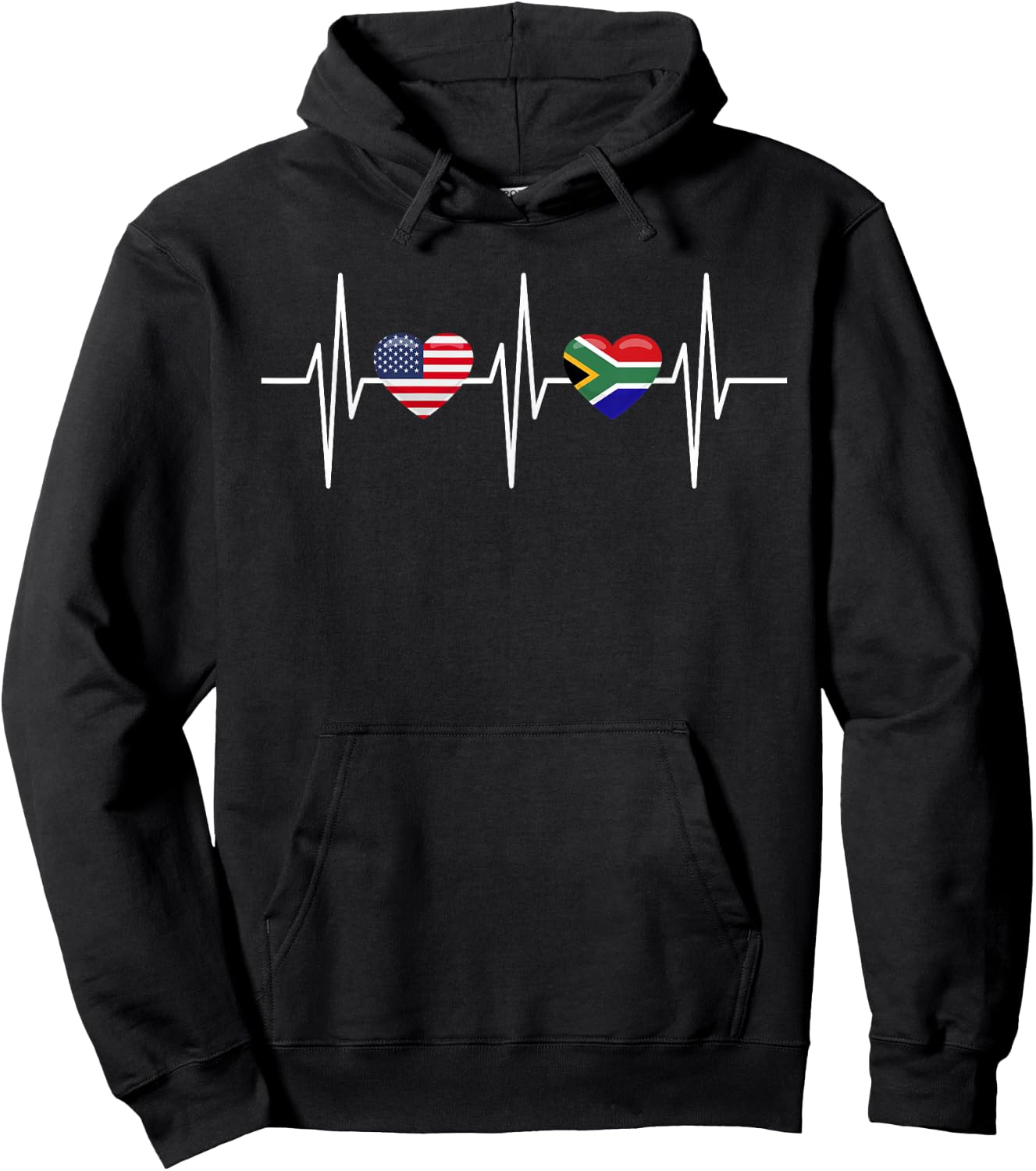 USA South Africa Shirt America South African Flag Heart Hoodie - Hoodie | Black
