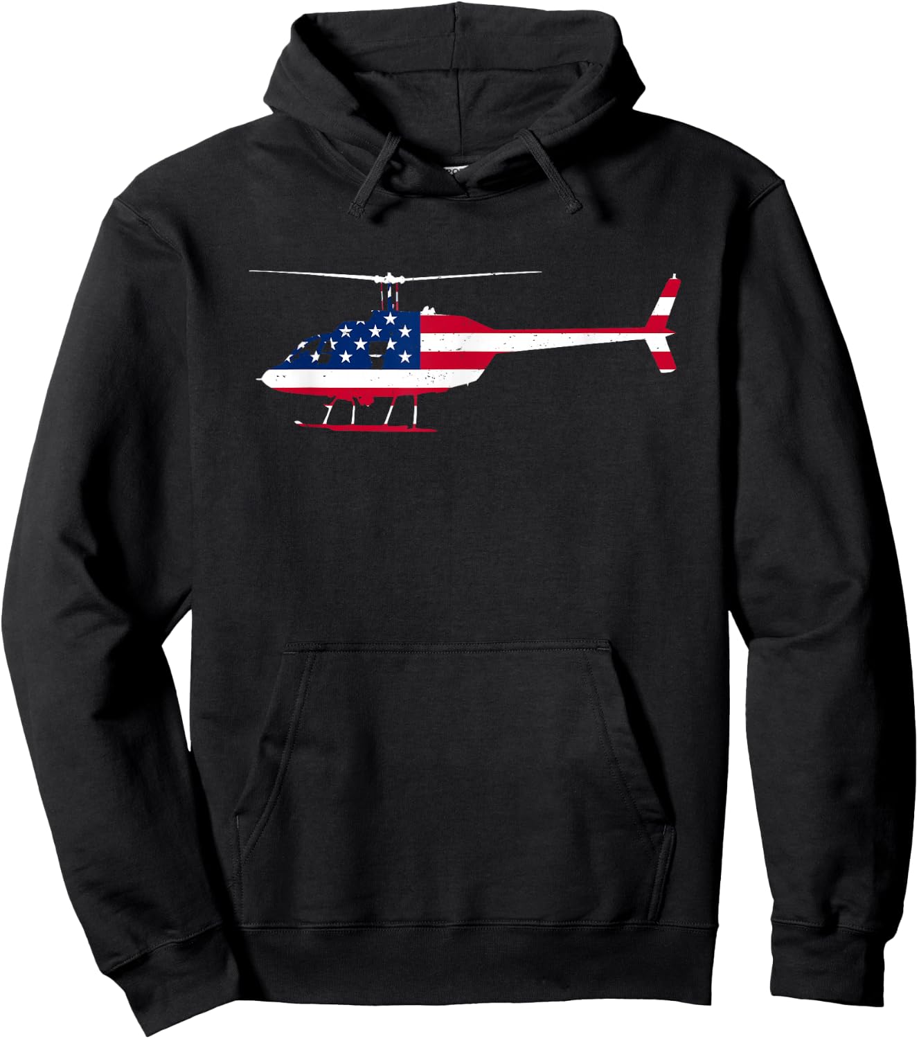 American Flag Patriotic Helicopter Pilot Mechanic US Hoodie - Hoodie | Black