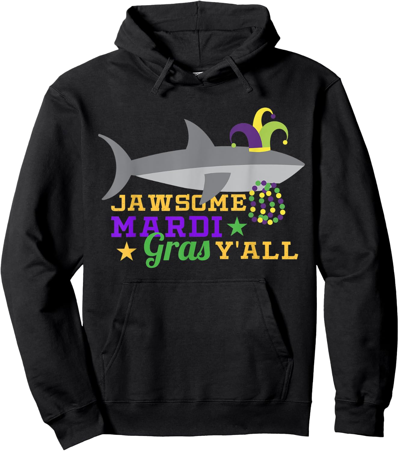 Jawsome Mardi Gras Y'all Outfit Boys Shark Carnival Costume Hoodie - Hoodie | Black