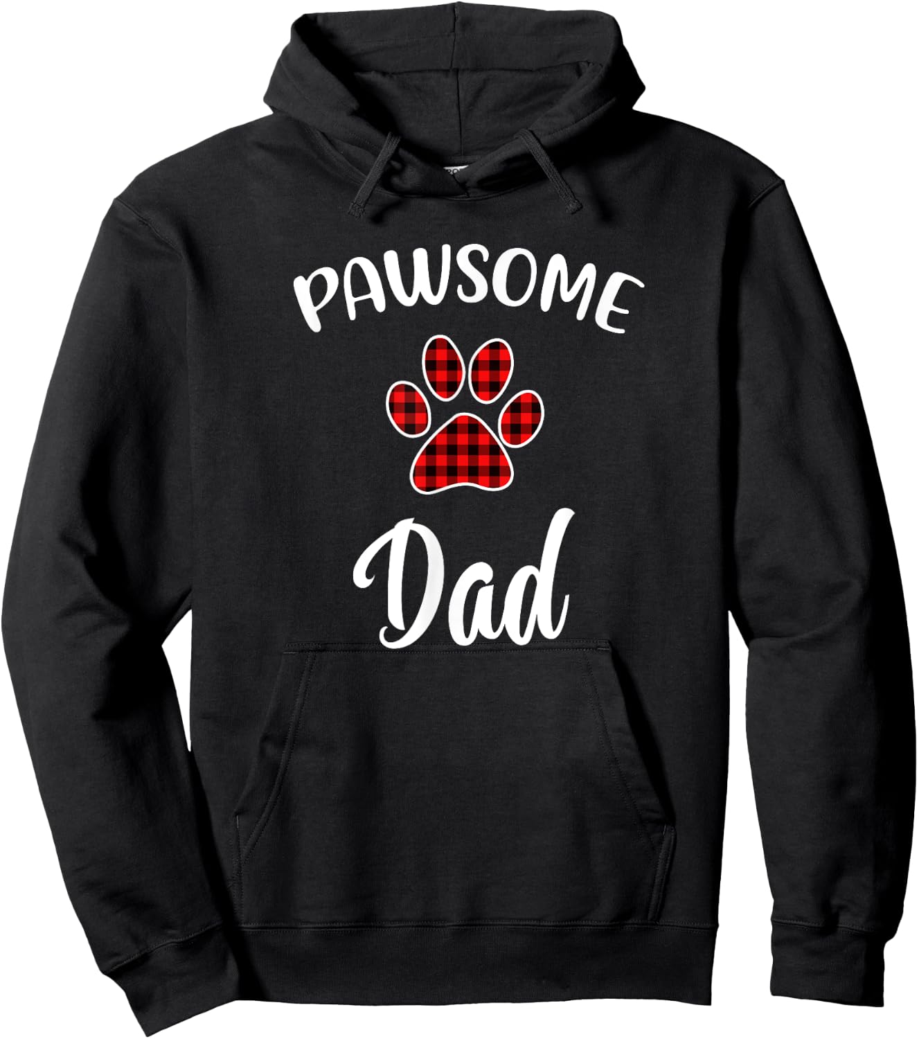 Dog DaD Paw Print Red Buffalo Plaid Matching Pajama Men Women Hoodie - Hoodie | Black
