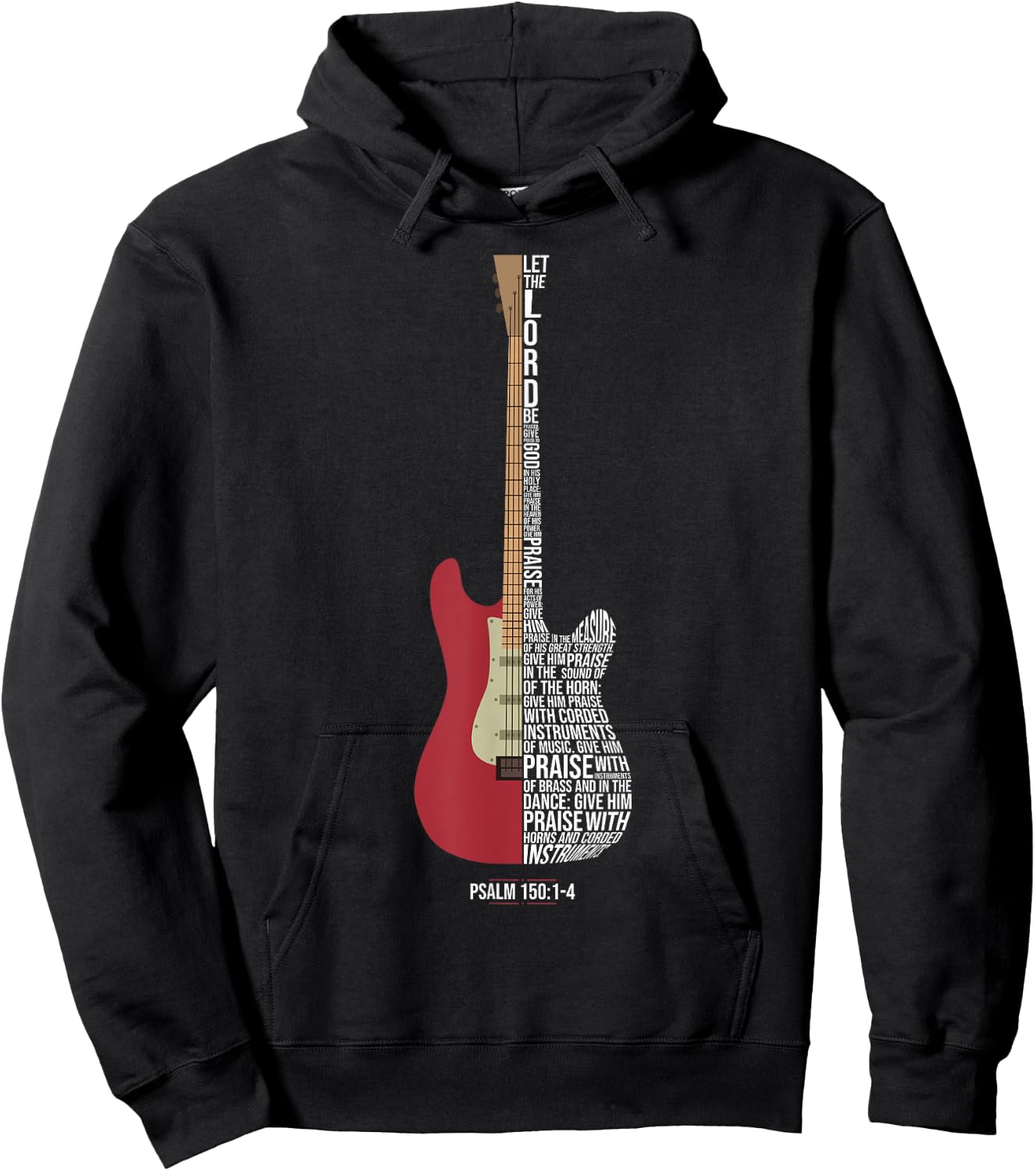 Praise him with strings - Psalm 150 - Electric Guitar Player Hoodie - Hoodie | Black