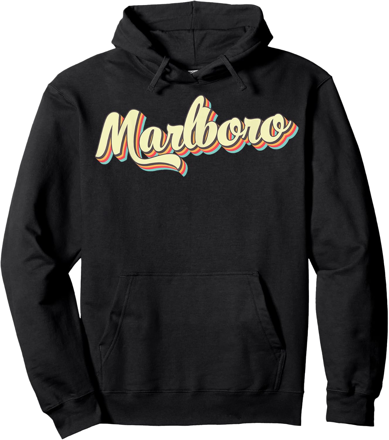 Marlboro Retro Art Baseball Font Vintage Hoodie - Hoodie | Black