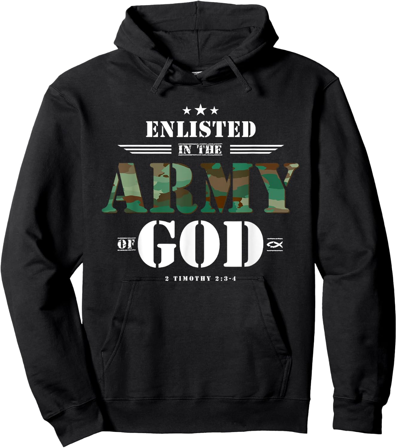 Christian Gifts Religious Bible Verse Scriptures God's Army Hoodie - Hoodie | Black