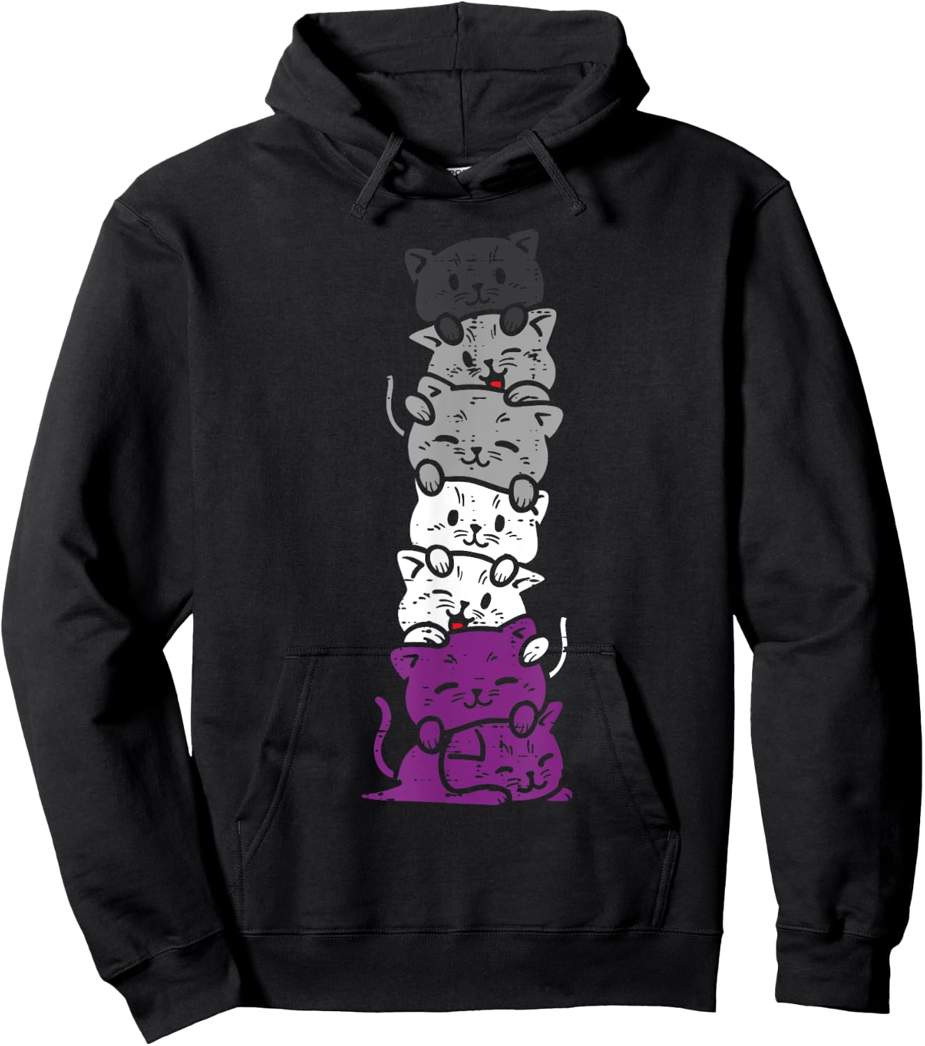 Cat Stack Asexual Pride Cute Ace Flag Animal Pet Lover Gift Hoodie - Hoodie | Black