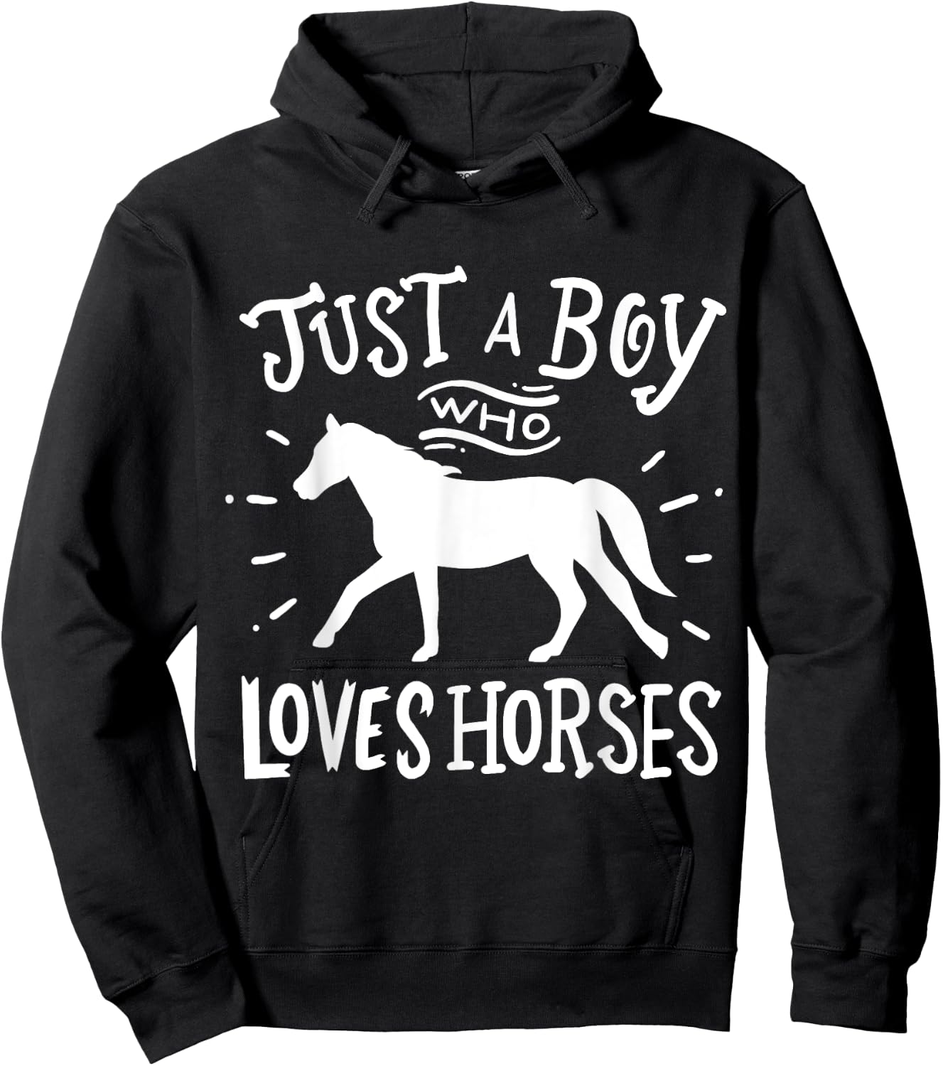 Horse Just A Boy Who Loves Horses Gift Hoodie - Hoodie | Black