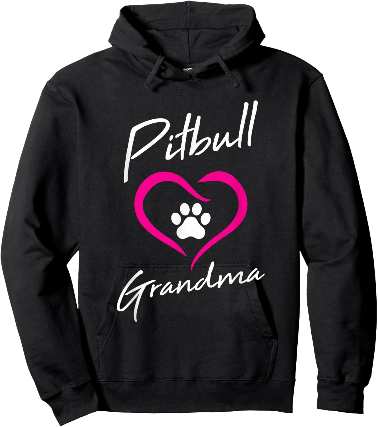 Pitbull Grandma Love Dog Paw Print Cool Animal Lover Gifts Women Girls Kids Hoodie - Hoodie | Black