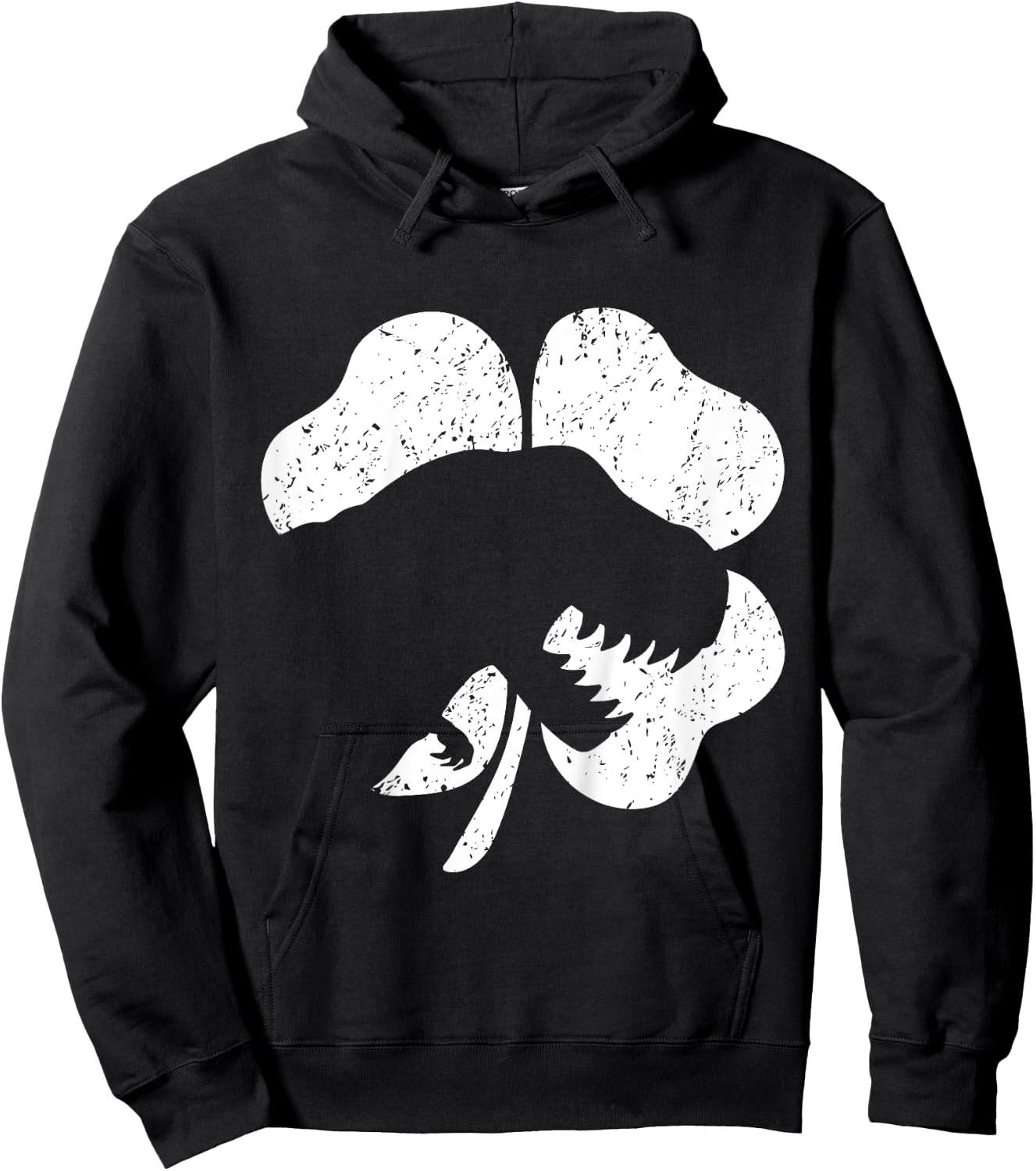 Kids St Patricks Day T-Rex Dinosaur Silhouette Clover Toddler Boy Hoodie - Hoodie | Black