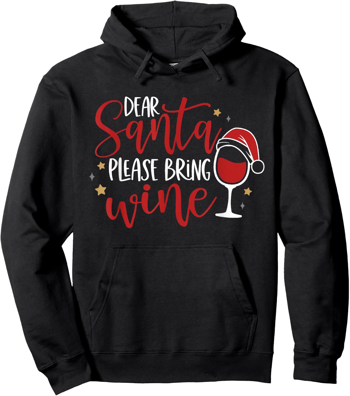 Dear Santa Please Bring Wine Hoodie - Hoodie | Black