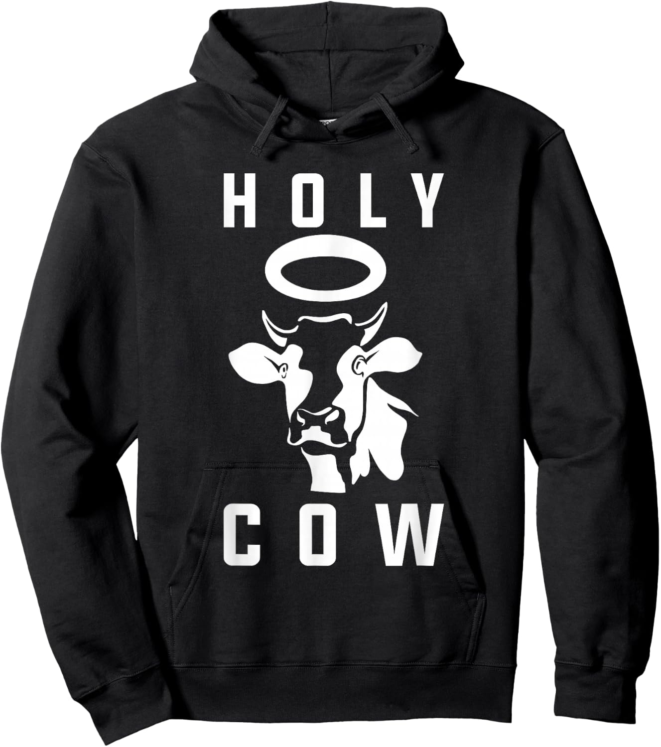 Funny Cow Design Holy Cow Play on Words Farming Pun Nerd Hoodie - Hoodie | Black
