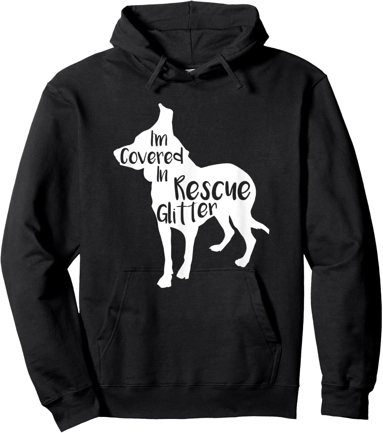 Rescue Dog Love Hair Rescue Fur Glitter Hoodie - Hoodie | Black