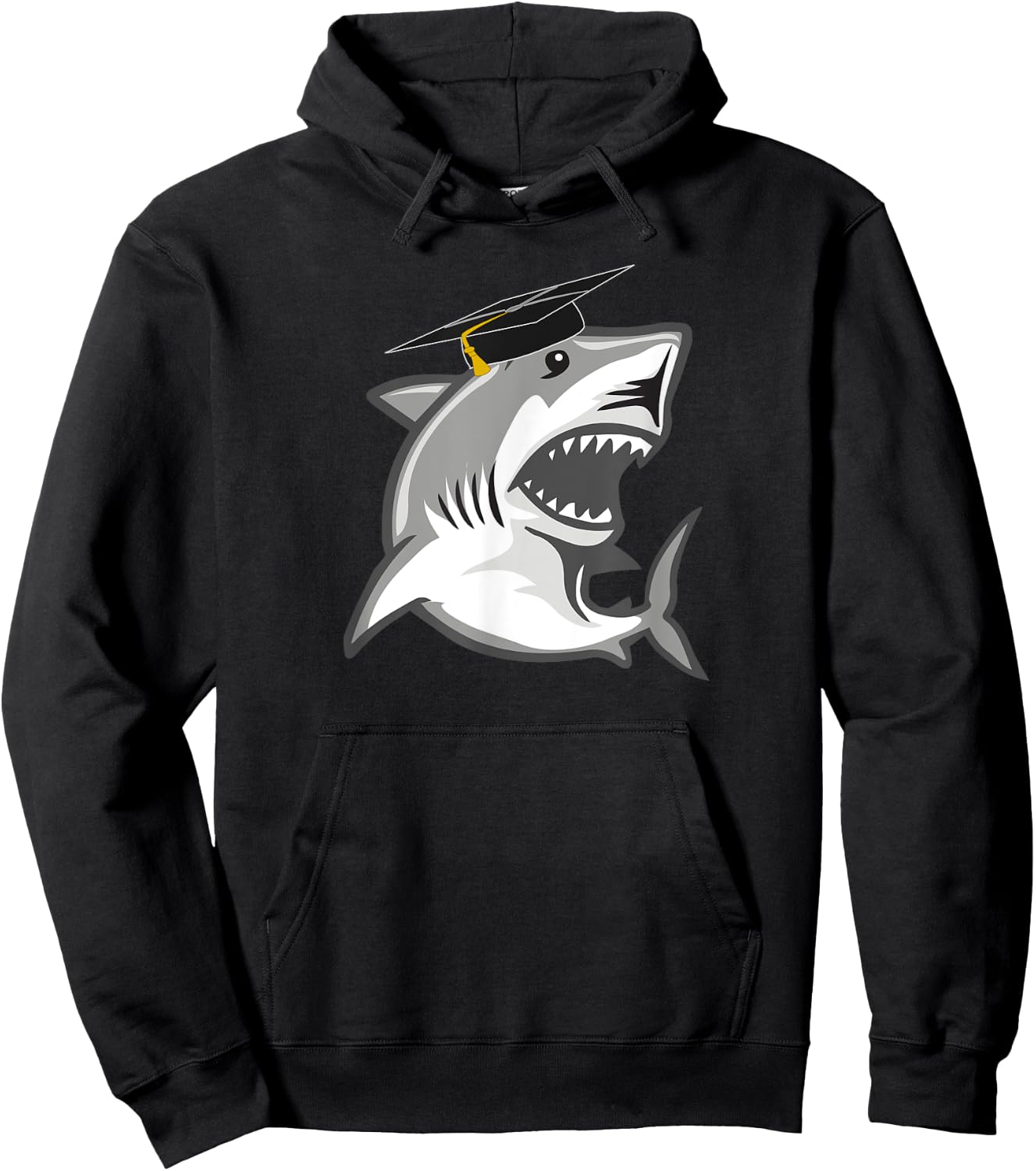 Great White Shark Graduation Cap Class of 2024 Shark Lover Hoodie - Hoodie | Black