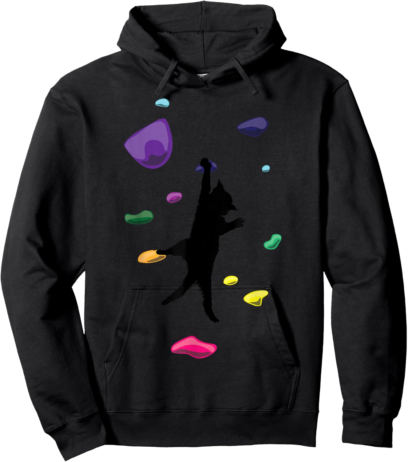 Cat Rock Climbing Art Women Kid Carabiner Bouldering Hoodie - Hoodie | Black