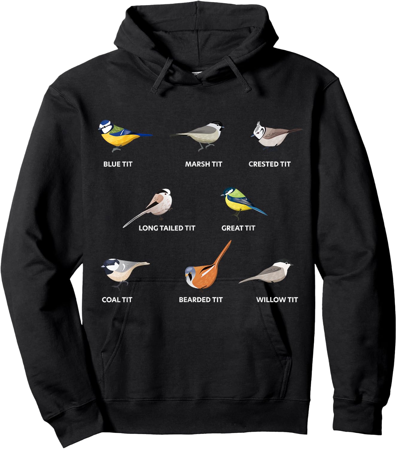 Collection of tit birds Blue tit, great tit & more (Gift) Hoodie - Hoodie | Black