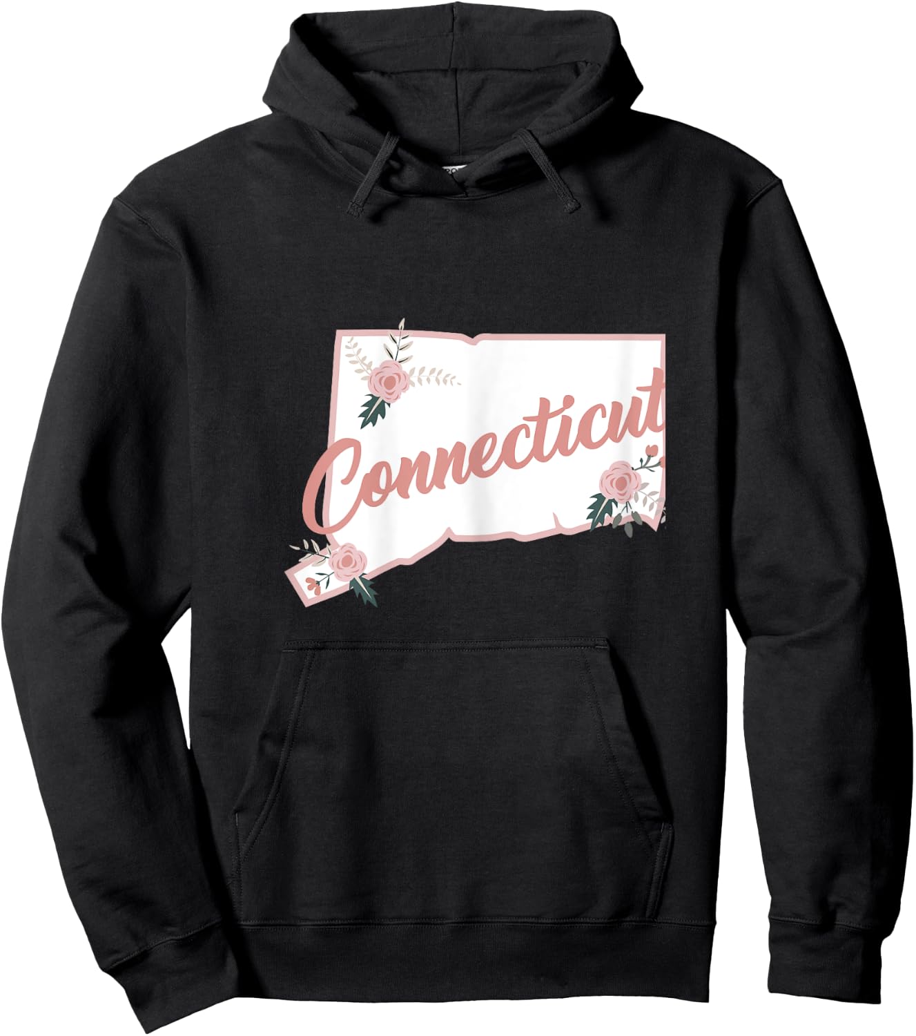 Cute Connecticut State Floral Rose Hoodie - Hoodie | Black