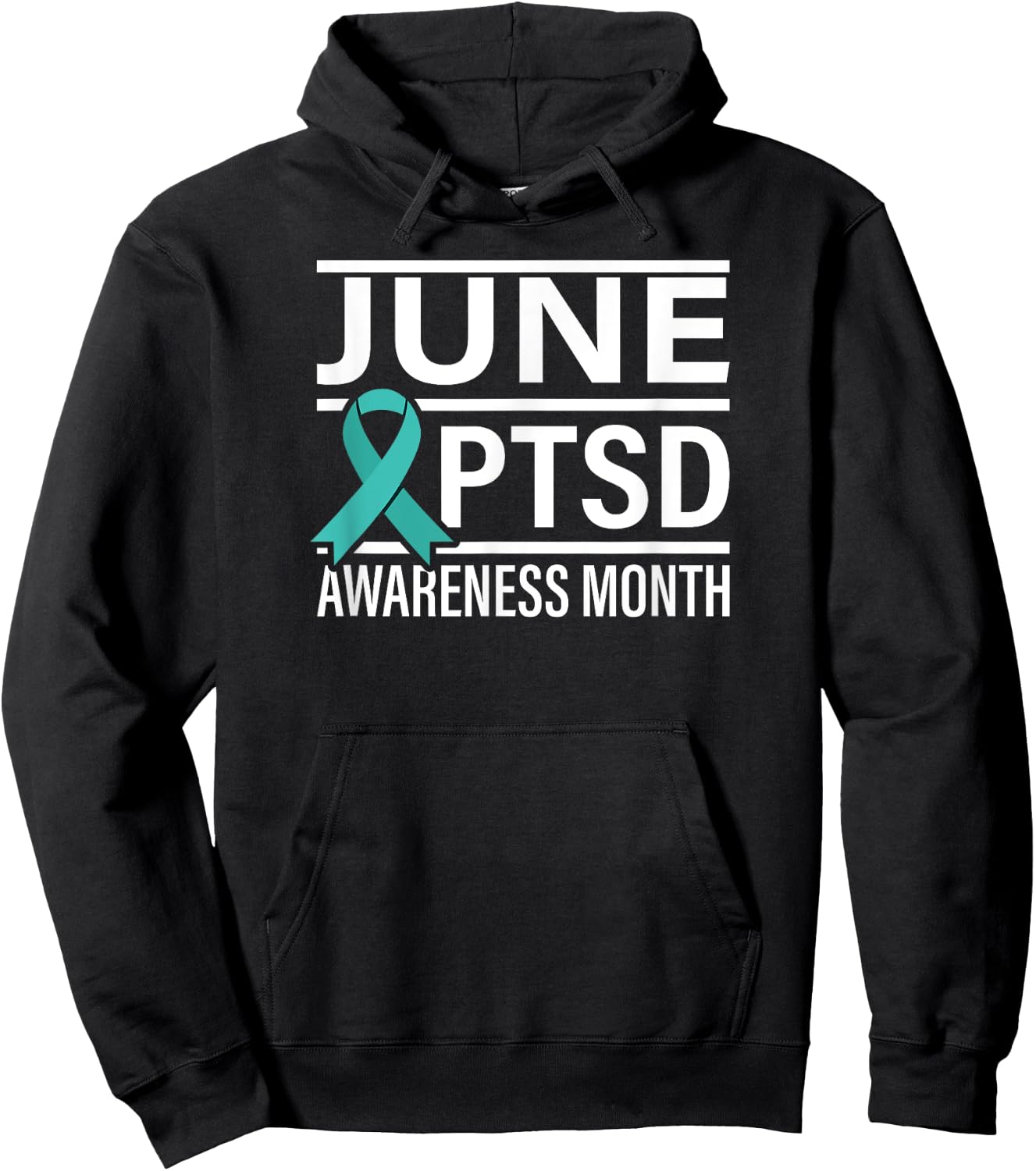 Teal Ribbon June PTSD Awareness Month Hoodie - Hoodie | Black