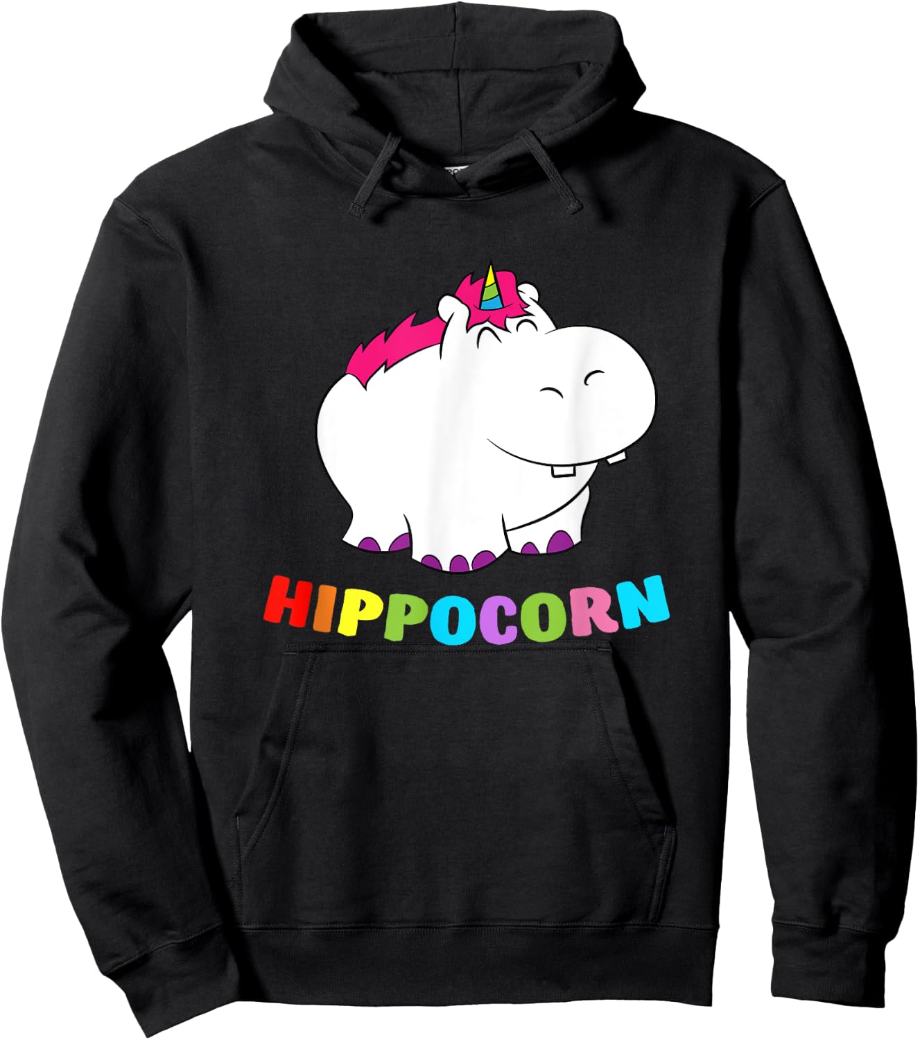 Funny Hippo Hippocorn Unicorn Hippo Birthday Hippo Hoodie - Hoodie | Black
