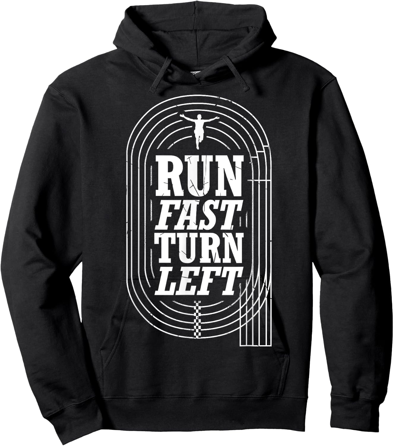 Funny Track and Field Design Run Fast Turn Left Small Hoodie - Hoodie | Black