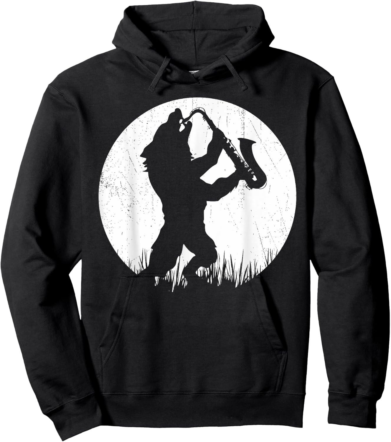 Werewolf Saxophone Player Moonlight Silhouette Hoodie - Hoodie | Black