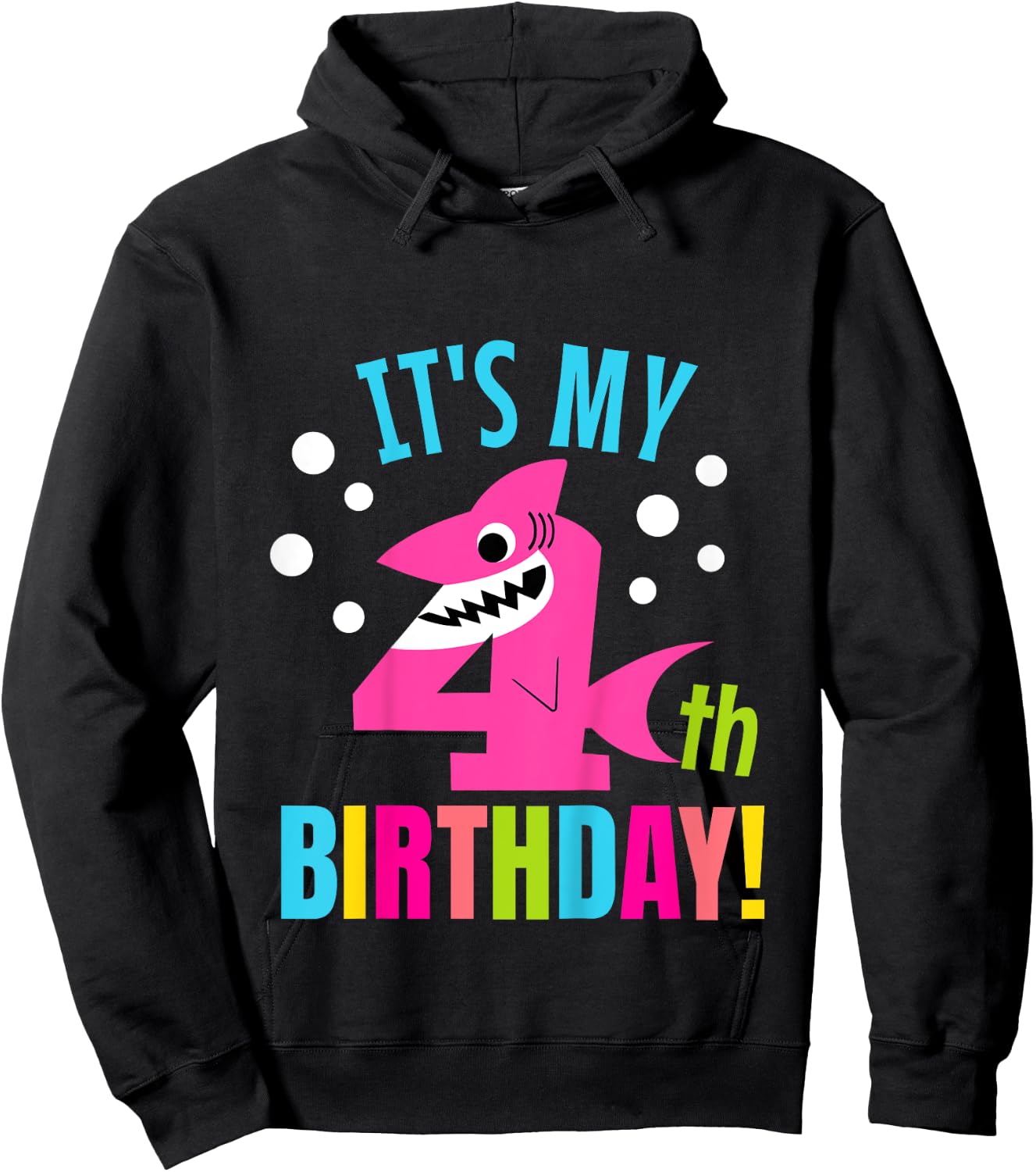 4 Year Old 4th Shark Party Birthday Baby Gift Girls And Boys Hoodie - Hoodie | Black