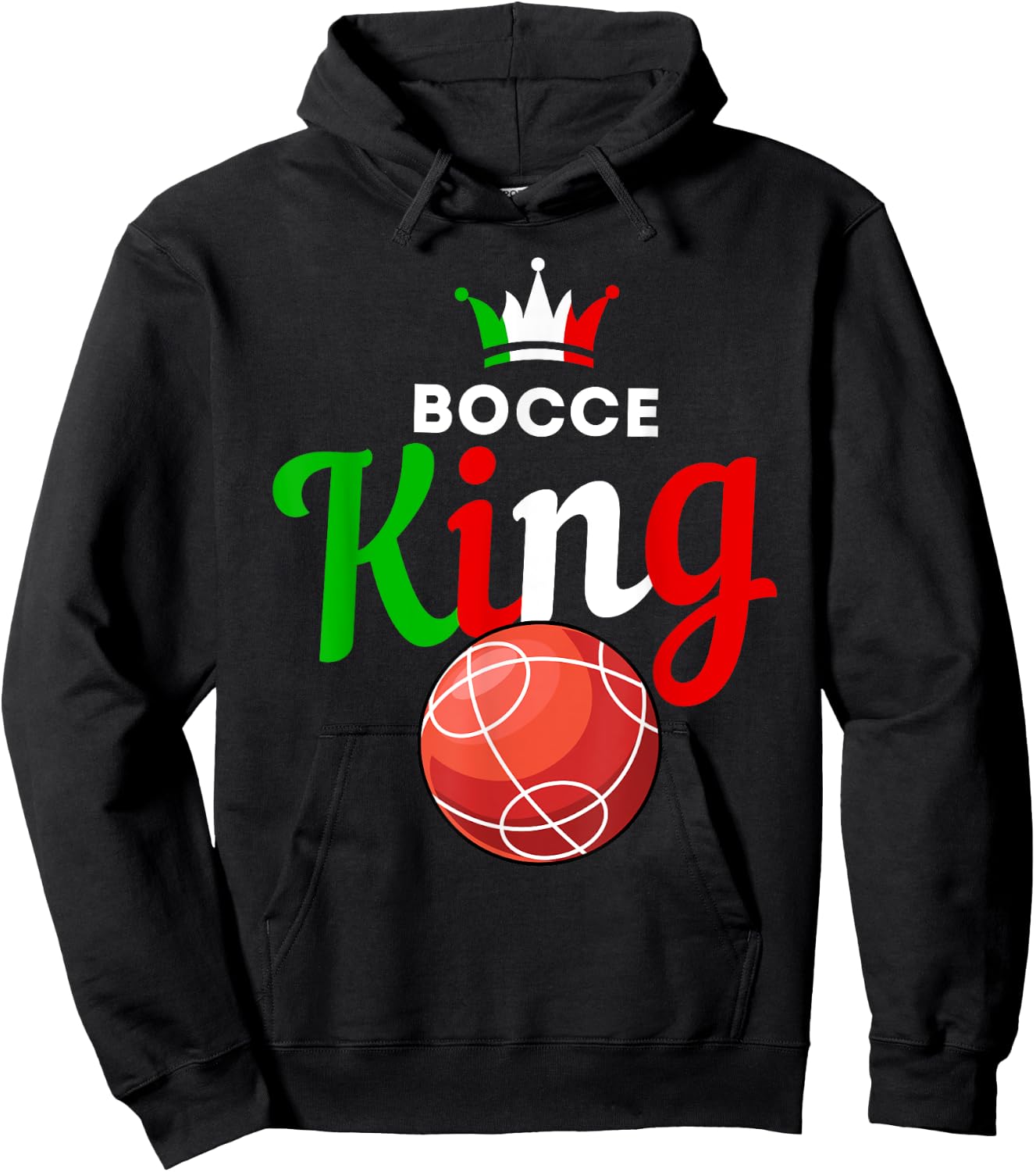 Bocce Ball Gift - Fun Yard Game - Bocce King Hoodie - Hoodie | Black